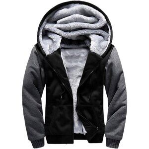 ❤️ Hoodies for Men Full Zip Up Fleece Warm Jackets Sweatershirts Black